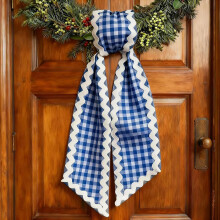 (Blue, 1pcs) Karierrter Kranz Sash mit Rüsche, 137 cm, für Haustür & Ostern