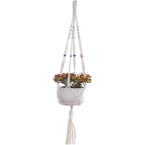 (Style a, 1pcs) Colgante macrame plantas, algodón cuentas madera.