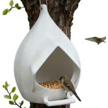 (white, 1pcs) Regenfestes Hüttenform Vogelfutterhaus, hängend, für Garten