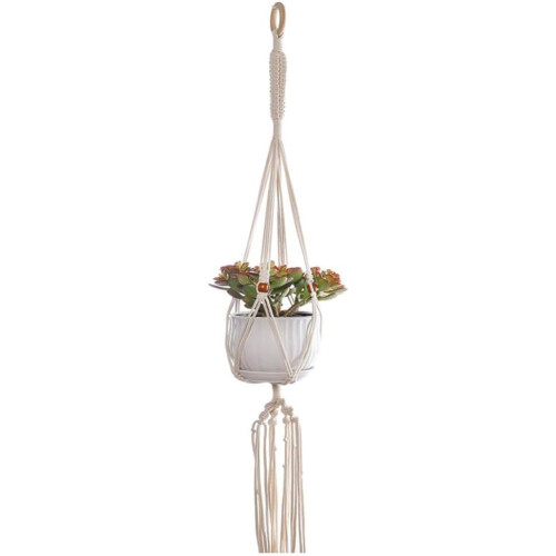 (Style C, 1pcs) Colgante macrame plantas, algodón cuentas madera.