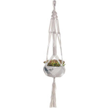 (Style D, 1pcs) Macrame Hanging Holder for Greenery, Cotton Rope Indoor Outdoor Planter Basket with Wood Beads, Decorative Boho Hanger f