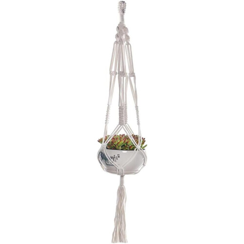 (Style D, 1pcs) Colgante macrame plantas, algodón cuentas madera.