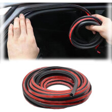(Black, 5m) Burlete puerta coche universal, reduce ruido polvo.