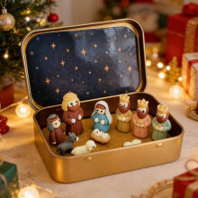 (Style B, 1set) Scene Gesù in scatola latta, set presepe tascabile, natale pasqua