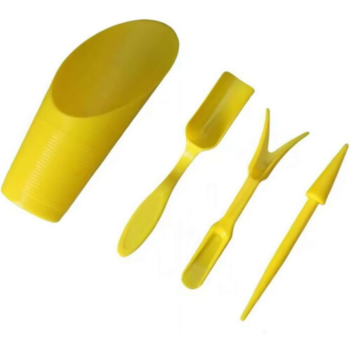 (yellow, 1set) 4 Mini Garden Tool Set, Plastic Soil Spoon, Succulent