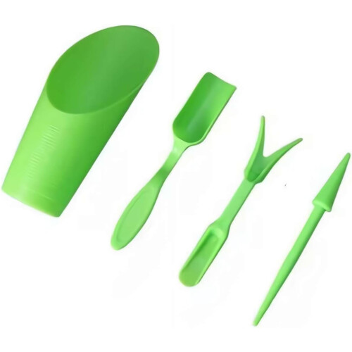 (green, 1set) 4 Mini Garden Tool Set, Plastic Soil Spoon, Succulent