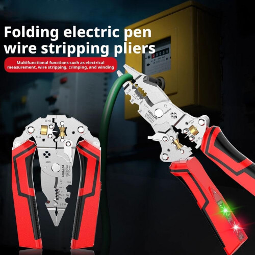 (2 Pcs, one size) Foldable Wire Stripper Multi Tool, 16-in-1, Circuit Tester 2