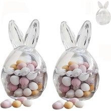 (transparent, 2pcs) Lasi pääsiäispupu purkki, korvakansi