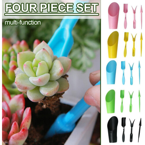 (black, 1set) 4 Mini Garden Tool Set, Plastic Soil Spoon, Succulent 2