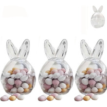 (transparent, 3pcs) Lasi pääsiäispupu purkki, korvakansi