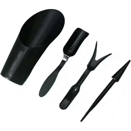 (black, 1set) 4 Mini Garden Tool Set, Plastic Soil Spoon, Succulent