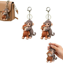 (Gray&orange, 2pcs) Háčkovaná klíčenka objímající se opice