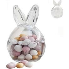 (transparent, 1pcs) Lasi pääsiäispupu purkki, korvakansi