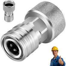 (Connector only, One Size) Stainless Steel Garden Hose to Pressure Washer Adapter, 3/4 to 1/4 Inch Quick Connect Fitting, Leak-Proof Secure Attachm