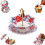 (Red, 1set) Umbrella Shape Ceramic Tea Strainer, Blue & White 1