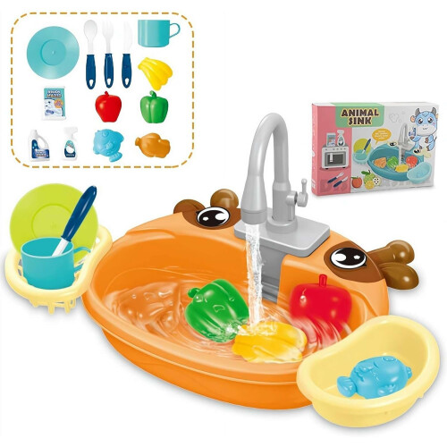(Deer, 1pcs) Fun Play Sink with Running Water, Kitchen Accessories