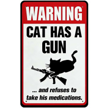 (cat, 8 × 5.5 inches) Vorsicht Katze Schild, lustig, Metall Aluminium, für Zuhause & Bar