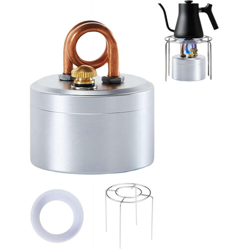 (Silvery-B, 1set) Portable Mini Alcohol Camping Stove, Windproof, Fast-Heating