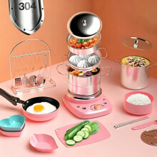 (Pink, One size) Mini Kitchen Real Cooking Set, Electric Stove, Educational