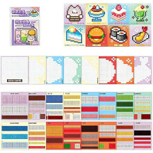 (Food, 1pcs) Pixel Art Stickerbuch, 32 Szenen & 64 Sticker, Blumen/Food Thema