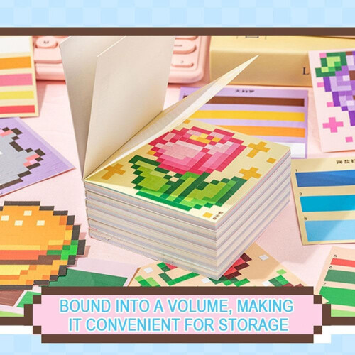 (Flower, 1pcs) Libro pegatinas arte pixel, 32 escenas 64 pegatinas. 2