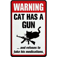 (cat, 12 × 8 inches) Vorsicht Katze Schild, lustig, Metall Aluminium, für Zuhause & Bar