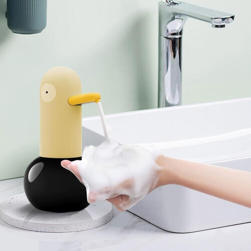 (Yellow, One Size) Automatisk såpedispenser for barn, søt and touchless skummende 2