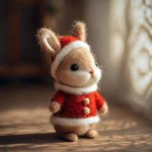 (Christmas bunny, 1pcs) Collezione feltro natale amici, 2025, ornamenti lana, regalo
