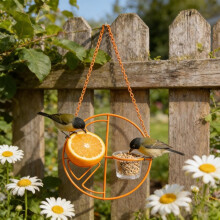 (Orange, 1Pcs) Pirol Futterhaus hängend, einzigartiges Sonnendesign, UV-beständiges Metall