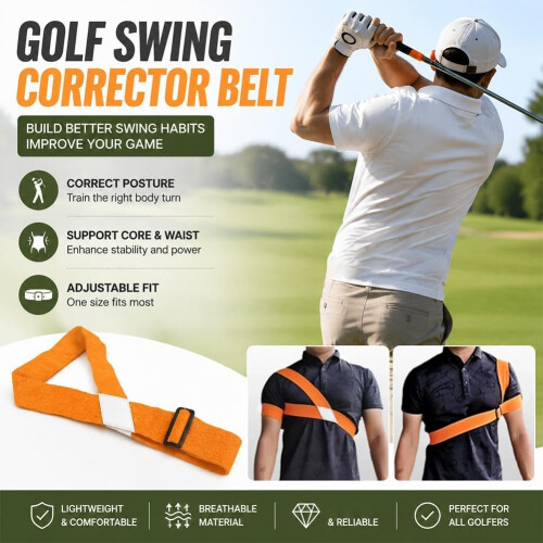 (Green, 2pcs) Golf Swing Correction Band, Adjustable, Waist Training 1
