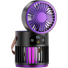 (Purple, 3600mah) Ventilateur bureau avec lampe anti-moustiques, rechargeable, silencieux