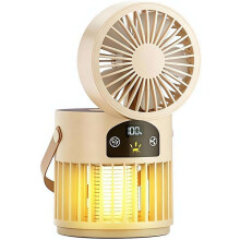 (Beige, 3600mah) Ventilateur bureau avec lampe anti-moustiques, rechargeable, silencieux