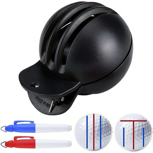 (Double-sided scriber, 1Pcs) Precision Golf Ball Marker, 3 Stencils, 2 Markers