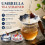 (Red, 1set) Umbrella Shape Ceramic Tea Strainer, Blue & White 2