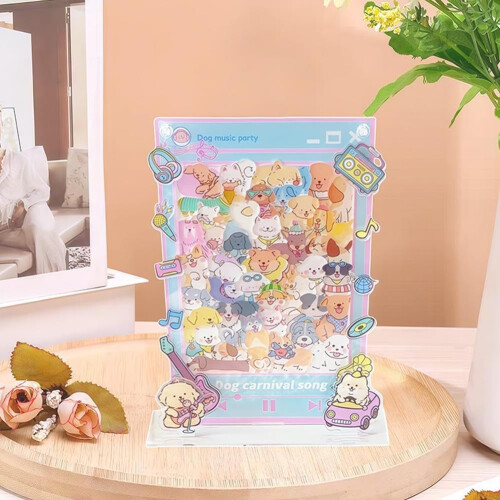 (Cat, Frame style) 3D akrylová puzzle kočka a pes, stojací 2