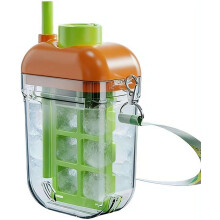 (Green, 1set) Draagbare ijsmaker beker, crush ice cup met deksel en rietje, 2-in-1 - groen voor camping en thuis
