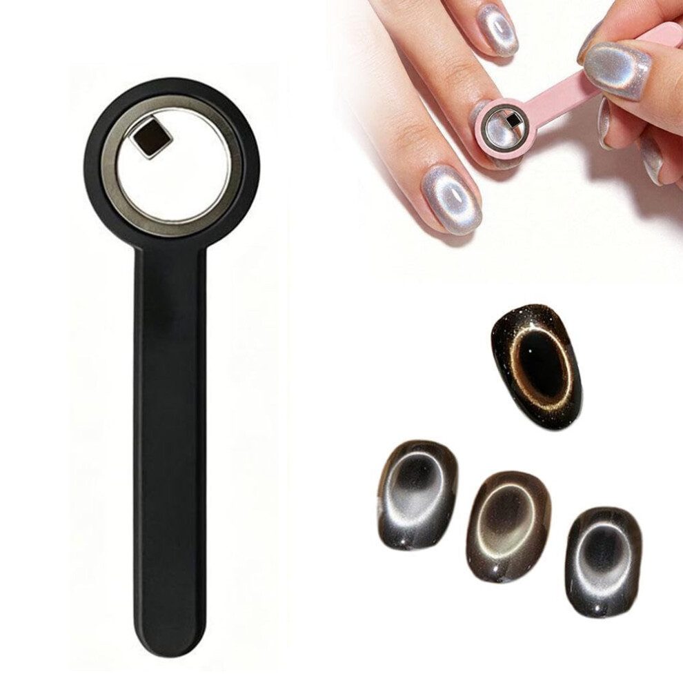Oimg Black (, 1Pcs) Circular Cat Eye Magnet Â Strong Magnetic Force, Easy Ring Cat-Eye Nail Effect Tool For Beginners & Nail Artists,Ergonom