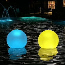 (White, 2Pcs) Lampe flottante piscine solaire 34cm, 16 couleurs 4 modes, arrĂŞt auto