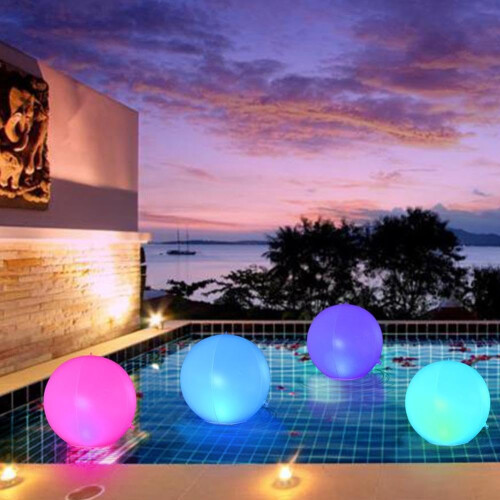 (White, 4Pcs) 13.4" Solar Floating Pool Light, 16 Colors, Auto Shut-Off