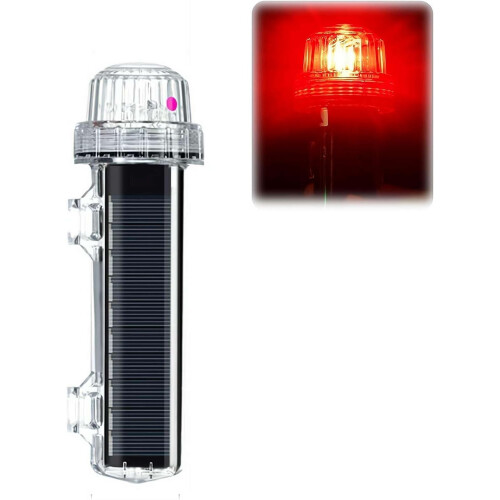 (Red Light, 1pcs) Solar Marine Warning Light, 1800mAh, Triple Flash, Waterproof