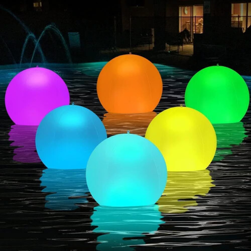 (White, 4Pcs) 13.4" Solar Floating Pool Light, 16 Colors, Auto Shut-Off 2