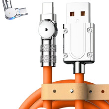 (Orange, 4.92FT) USB C Ladekabel 120W, 180 drehbar, mit LED Nachtlicht, 1,5 m (Orange)