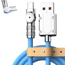 (Blue, 4.92FT) USB C Ladekabel 120W, 180 drehbar, mit LED Nachtlicht, 1,5 m (Orange)