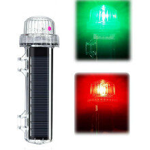 (Red+green Light, 1pcs) Feu avertissement marine solaire 1800mAh, triple flash, double étanchéité
