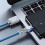 (Blue, 6.56FT) Cable USB C 120W, ángulo 180 con luz noche. 6
