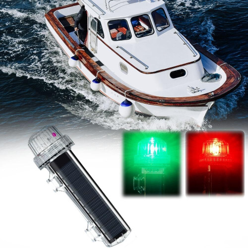 (Red Light, 1pcs) Solar Marine Warning Light, 1800mAh, Triple Flash, Waterproof 1