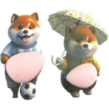 (Apricot, 2pcs) 3D Shiba Inu Bauchaufkleber, weiches Silikon, Anti-Kollision (Welpe)