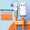 (Blue, 6.56FT) Cable USB C 120W, ángulo 180 con luz noche. 2