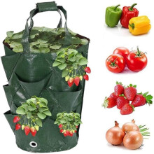 (Green, 1pcs) Vaso pomodoro capovolto, sospeso, borsa crescita, tasche a V