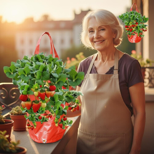 (Yellow, 1pcs) Upside Down Tomato Planter, Hanging, Vertical Garden Bag 2